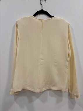 Barrie Pace 100% Silk Blouse Size 6 Pale Yellow Long Sleeve Vintage Minimalist